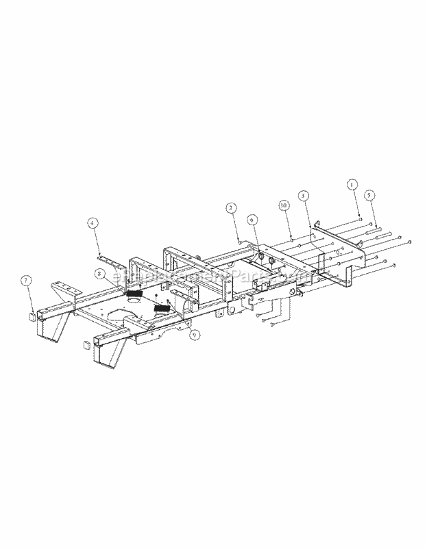 Frame Assembly Diagram and Parts List for M54-HN 53BB5ETW750-24-HP Cub Cadet Lawn Tractor
